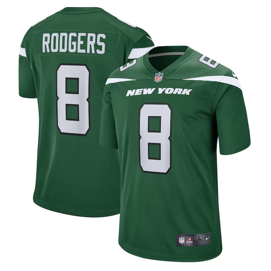 Men New York Jets 8 Aaron Rodgers Nike Gotham Green Game NFL Jersey